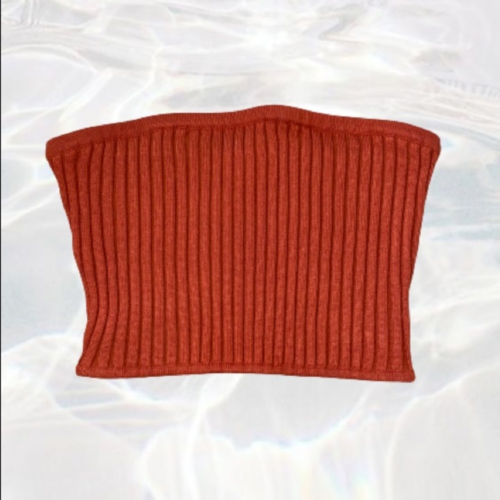 BURNT ORANGE RIBBED TUBE TOP